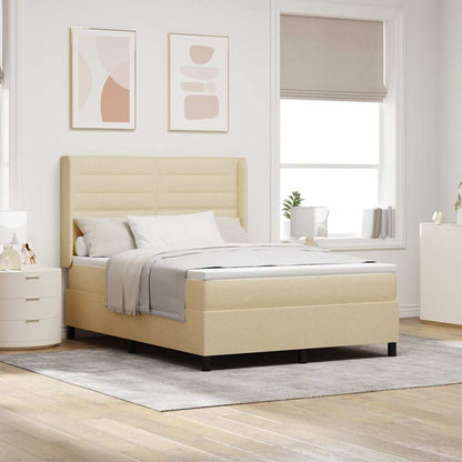 Letto a molle con materasso Crema 190 x 140 cm Tessuto | homemem39