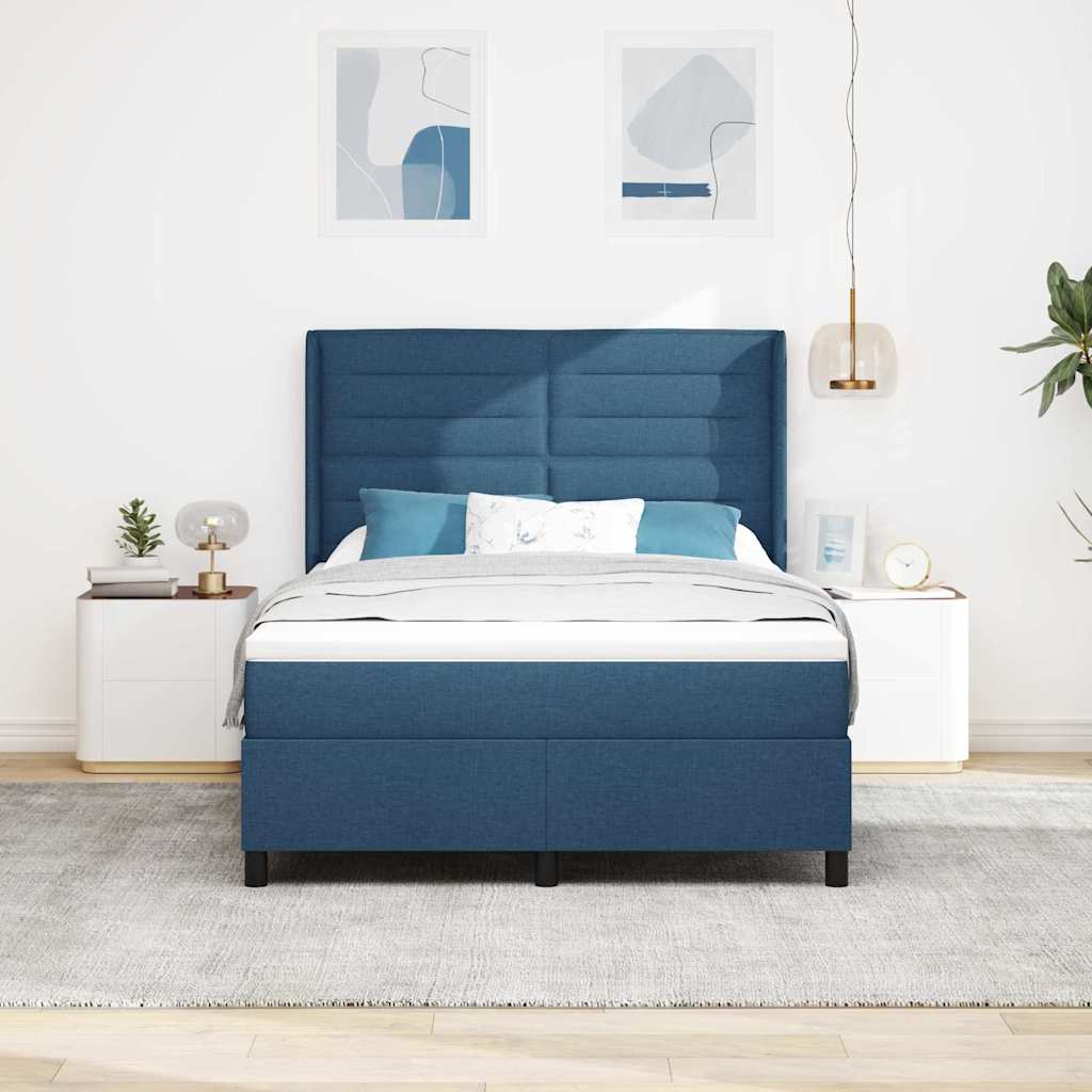 Letto a molle con materasso Blu 190 x 140 cm Tessuto | homemem39