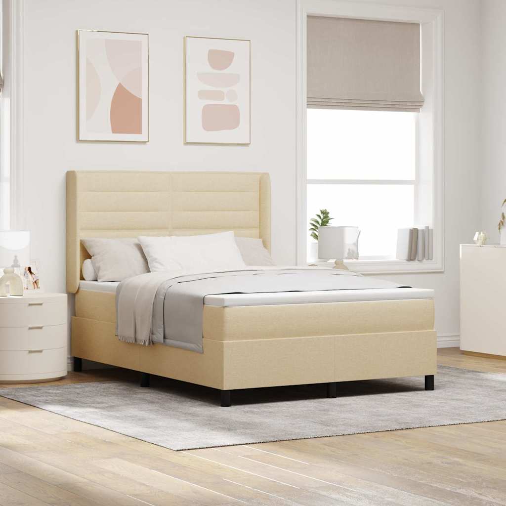 Letto a molle con materasso Crema 200 x 140 cm Tessuto | homemem39