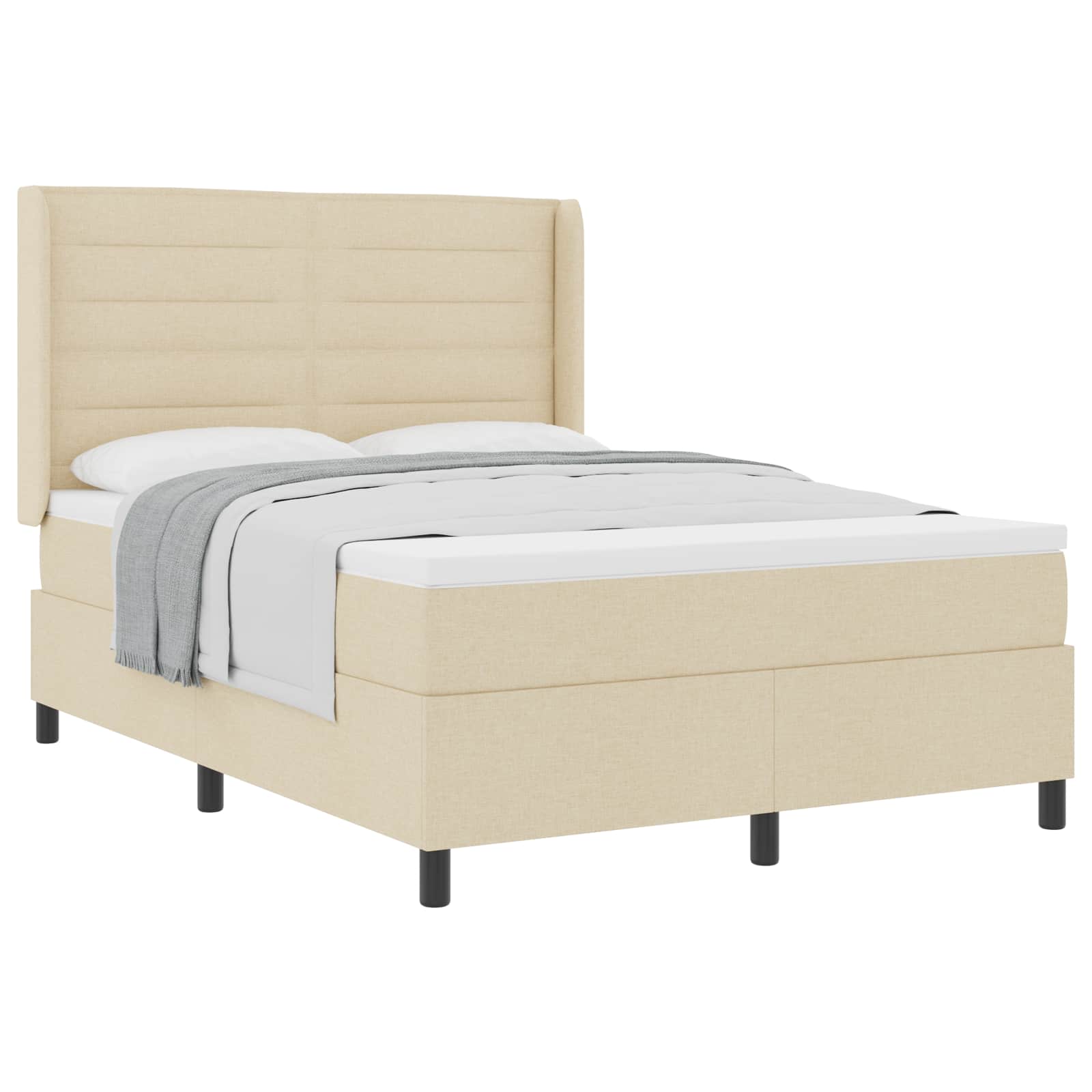 Letto a molle con materasso Crema 200 x 140 cm Tessuto | homemem39