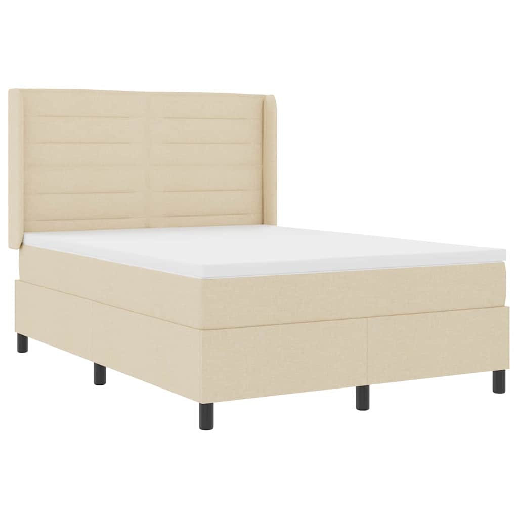Letto a molle con materasso Crema 200 x 140 cm Tessuto | homemem39
