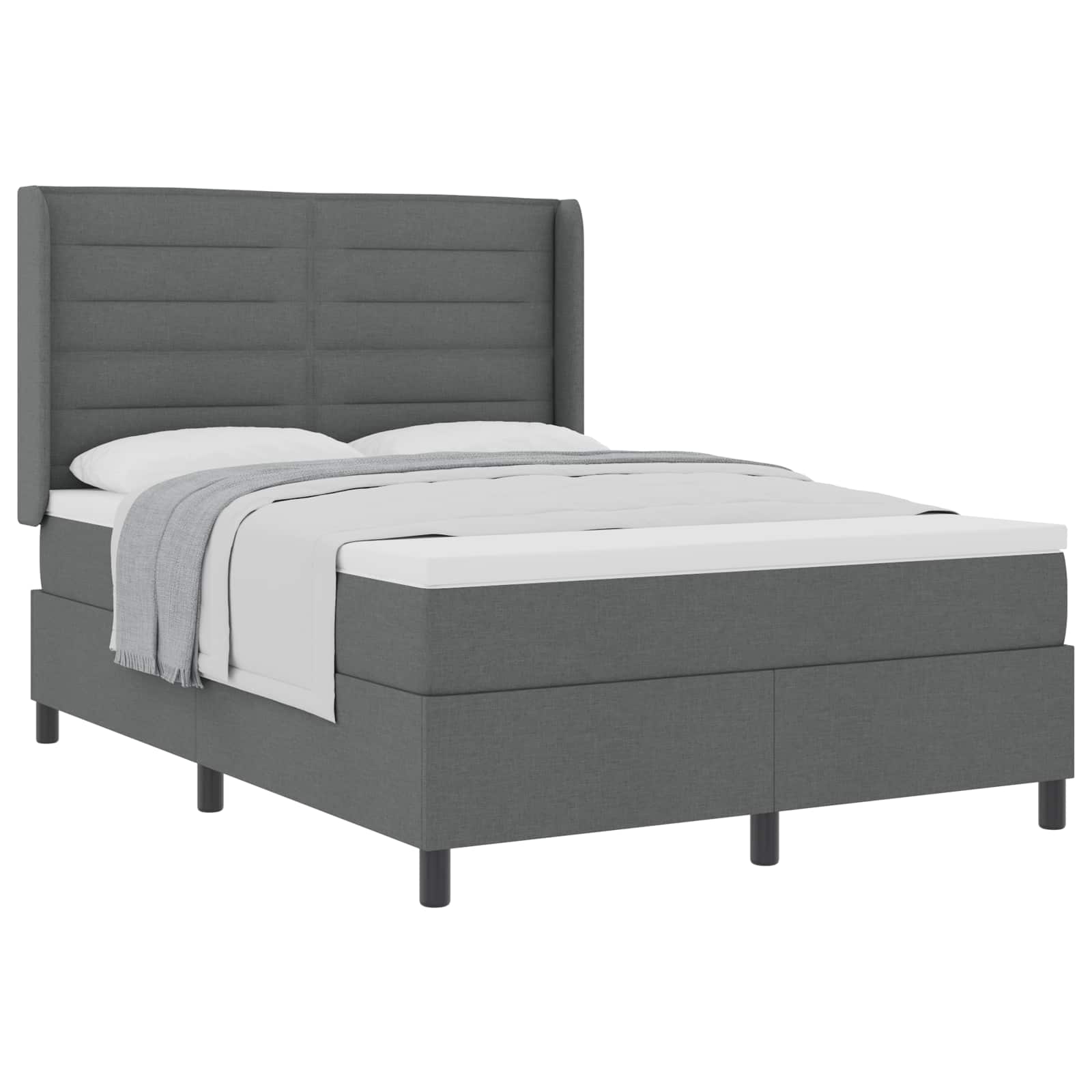 Letto a molle con materasso Grigio scuro 200 x 160 cm Tessuto | homemem39