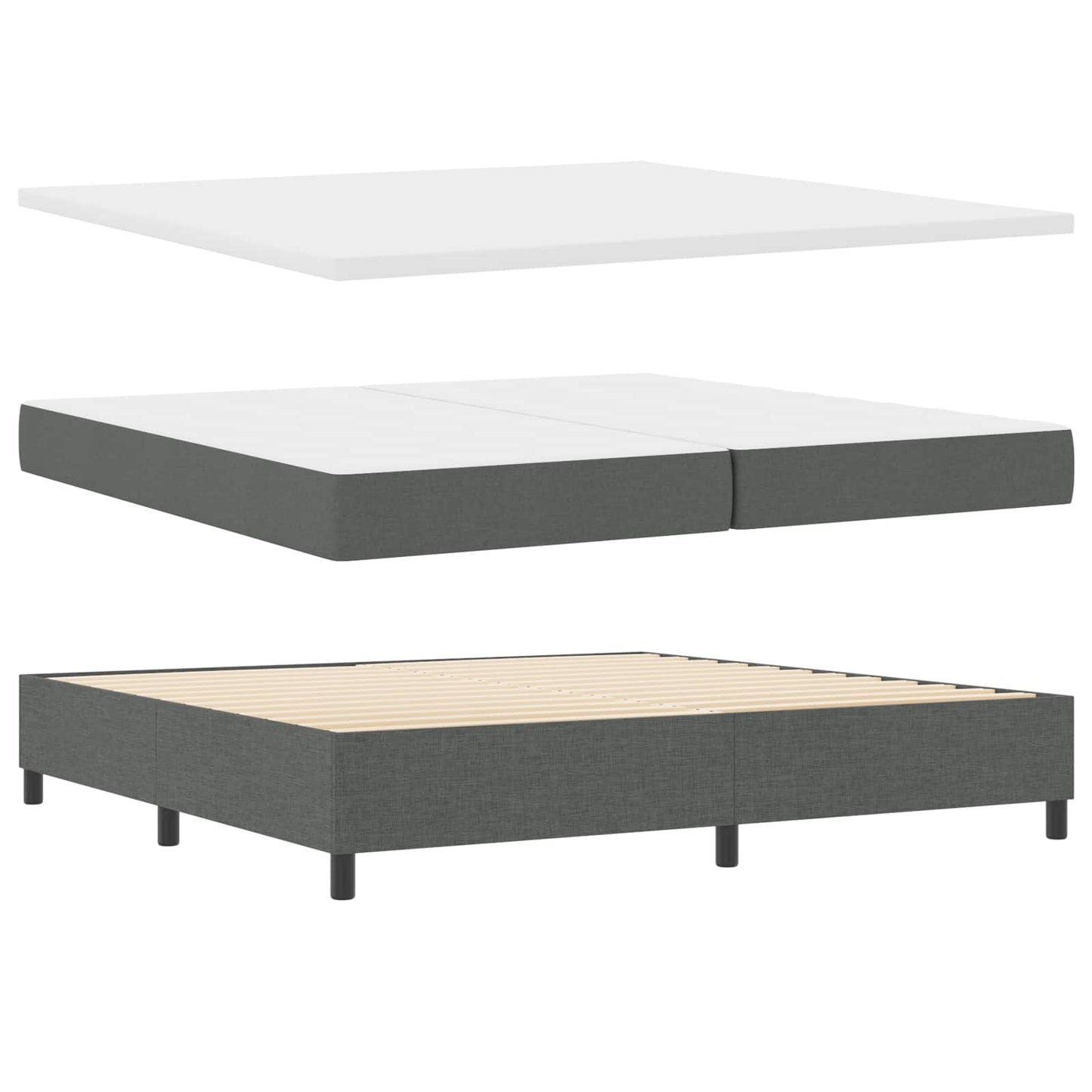 Letto a molle con materasso Grigio scuro 200 x 200 cm Tessuto | homemem39
