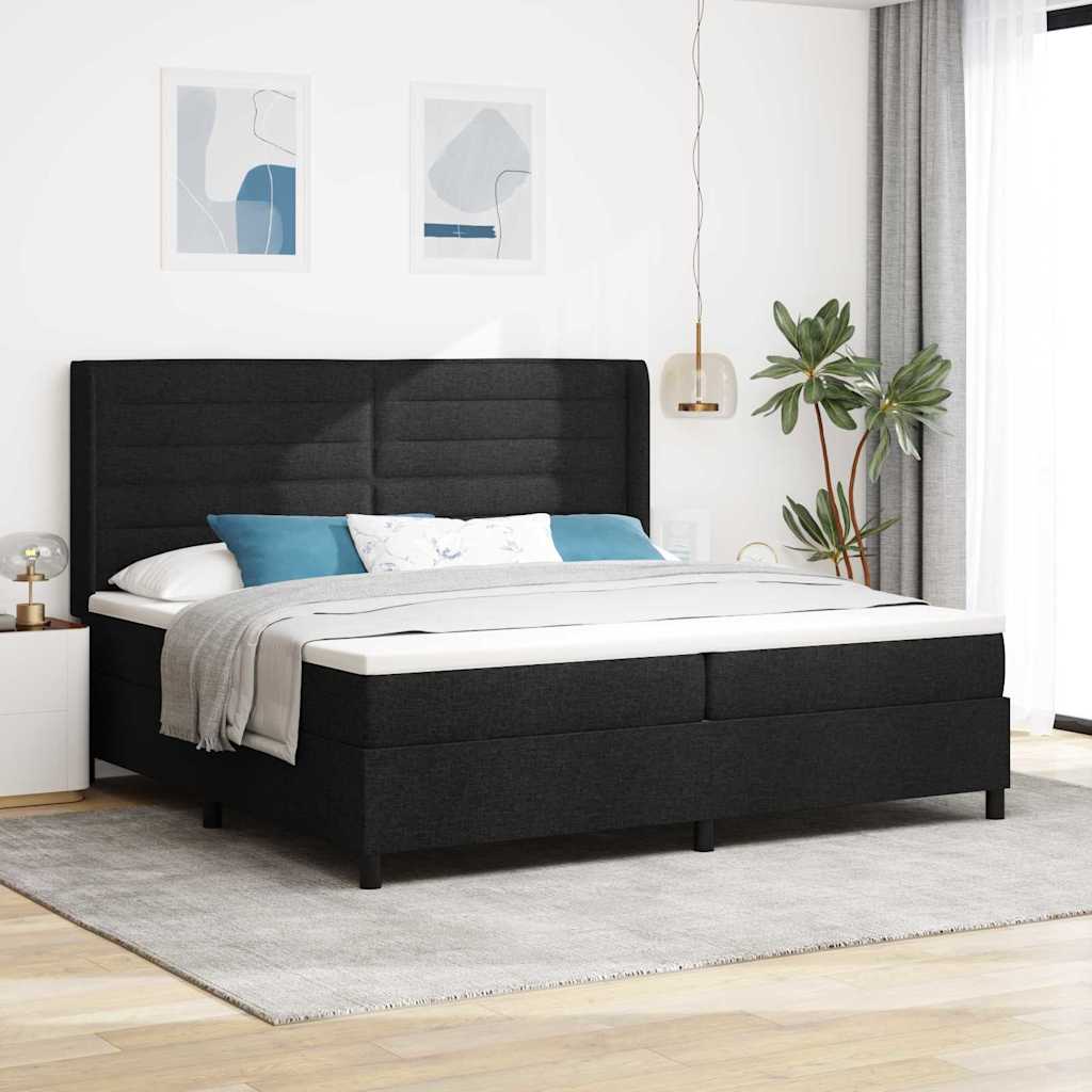 Letto a molle con materasso Nero 200 x 200 cm Tessuto | homemem39