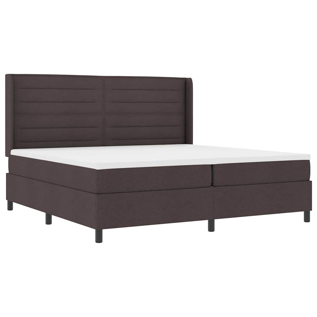 Letto a molle con materasso Marrone Scuro 200 x 200 cm Tessuto | homemem39