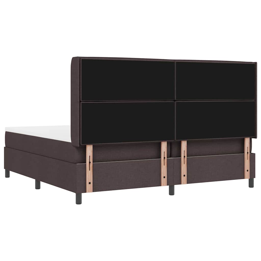 Letto a molle con materasso Marrone Scuro 200 x 200 cm Tessuto | homemem39