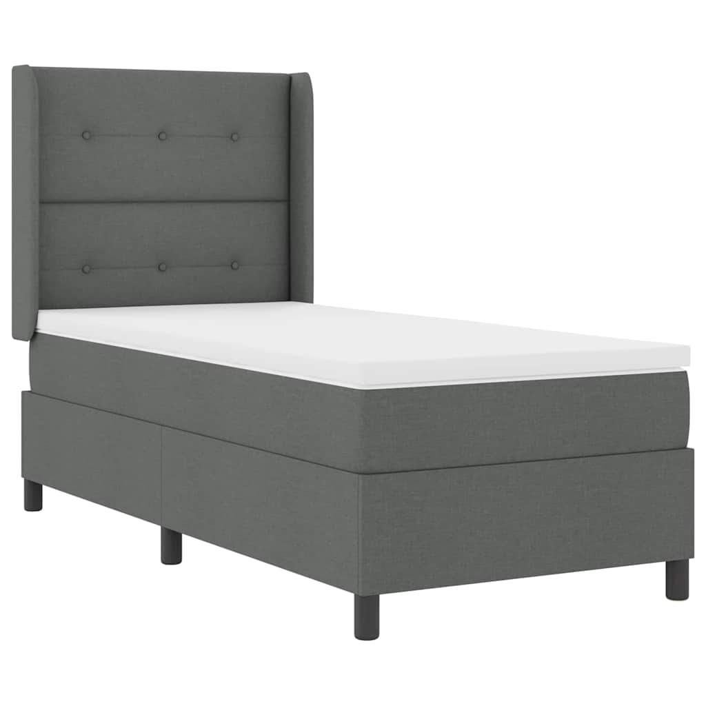 Letto a molle con cuscino Grigio scuro 200 x 80 cm Tessuto | homemem39