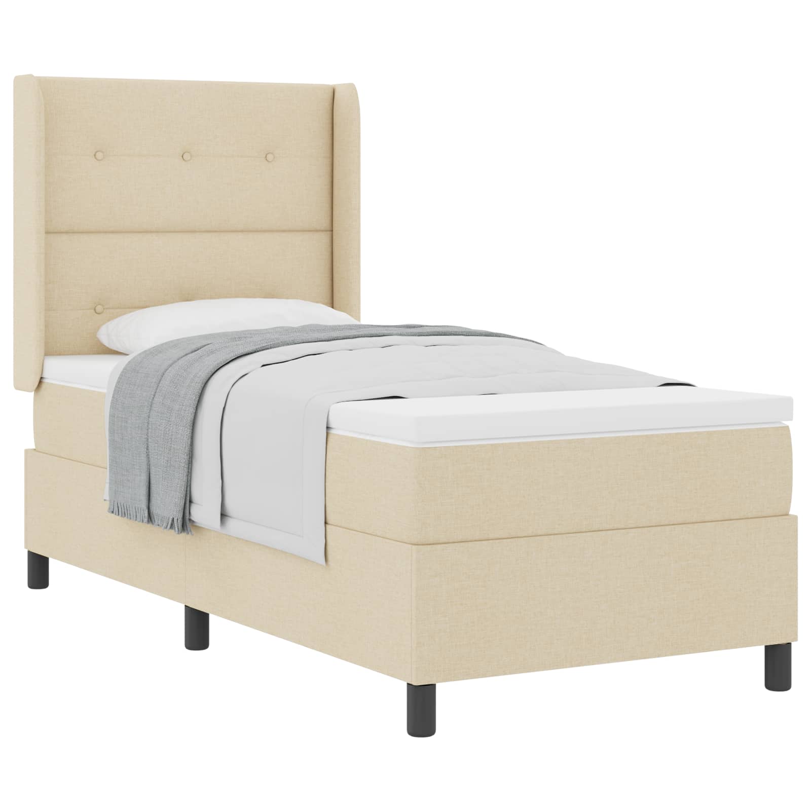 Letto a molle con cuscino Crema 200 x 80 cm Tessuto | homemem39