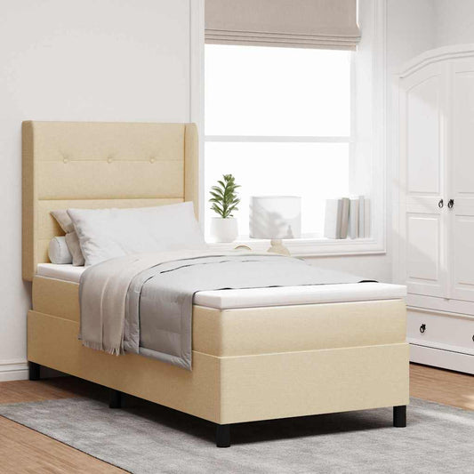Letto a molle con cuscino Crema 190 x 90 cm Tessuto | homemem39