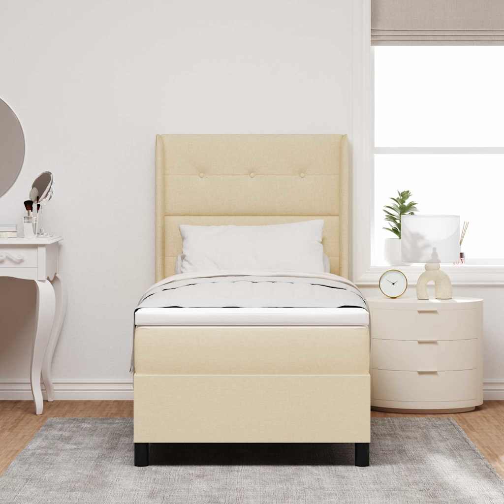 Letto a molle con cuscino Crema 190 x 90 cm Tessuto | homemem39