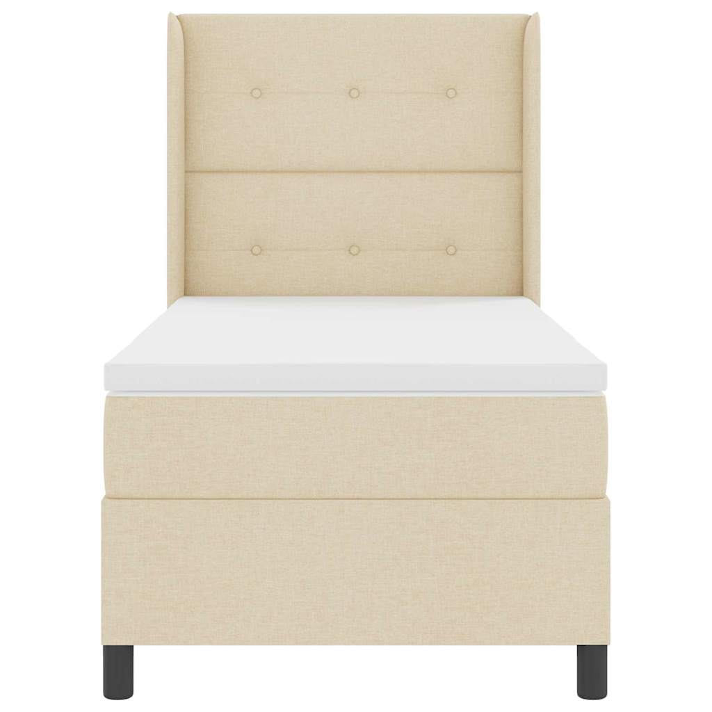 Letto a molle con cuscino Crema 190 x 90 cm Tessuto | homemem39
