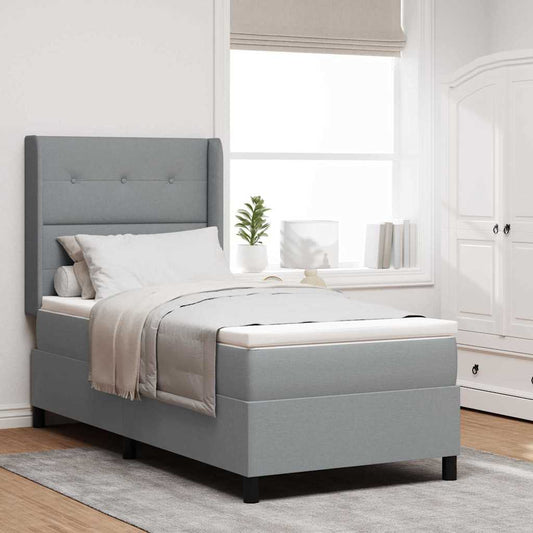 Letto a molle con cuscino Grigio chiaro 200 x 90 cm Tessuto | homemem39