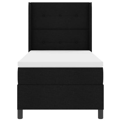 Letto a molle con cuscino con testiera Nero 200 x 90 cm Tessuto | homemem39