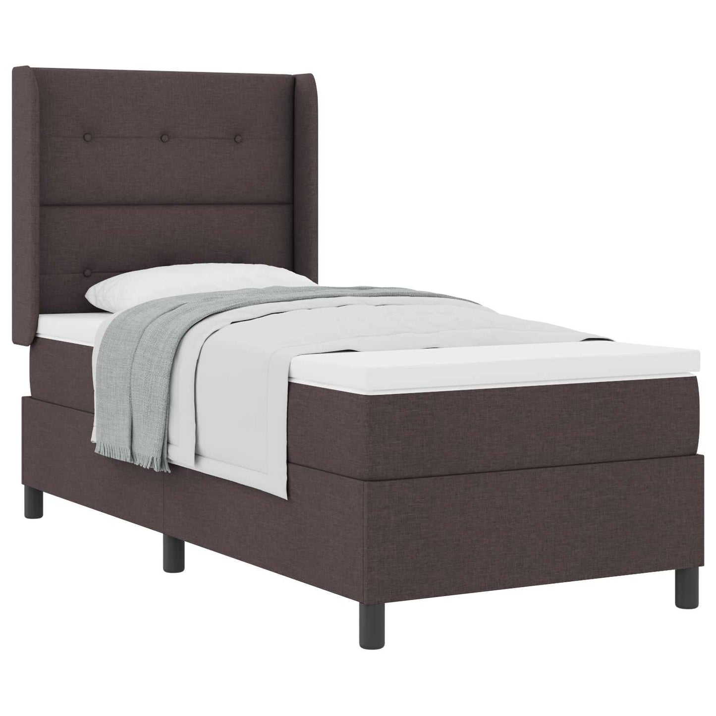 Letto a molle con cuscino Marrone Scuro 200 x 100 cm Tessuto