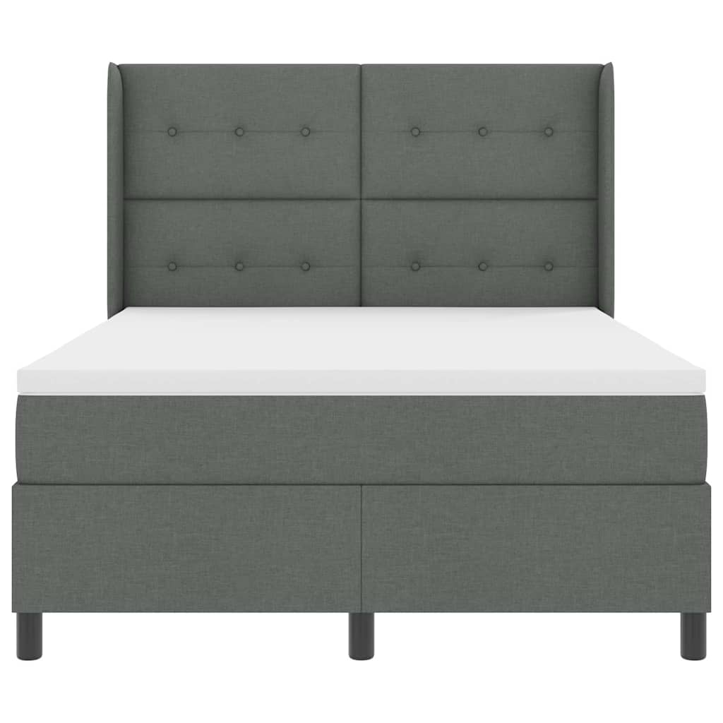 Letto a molle con materasso Grigio scuro 140 x 190 cm Tessuto