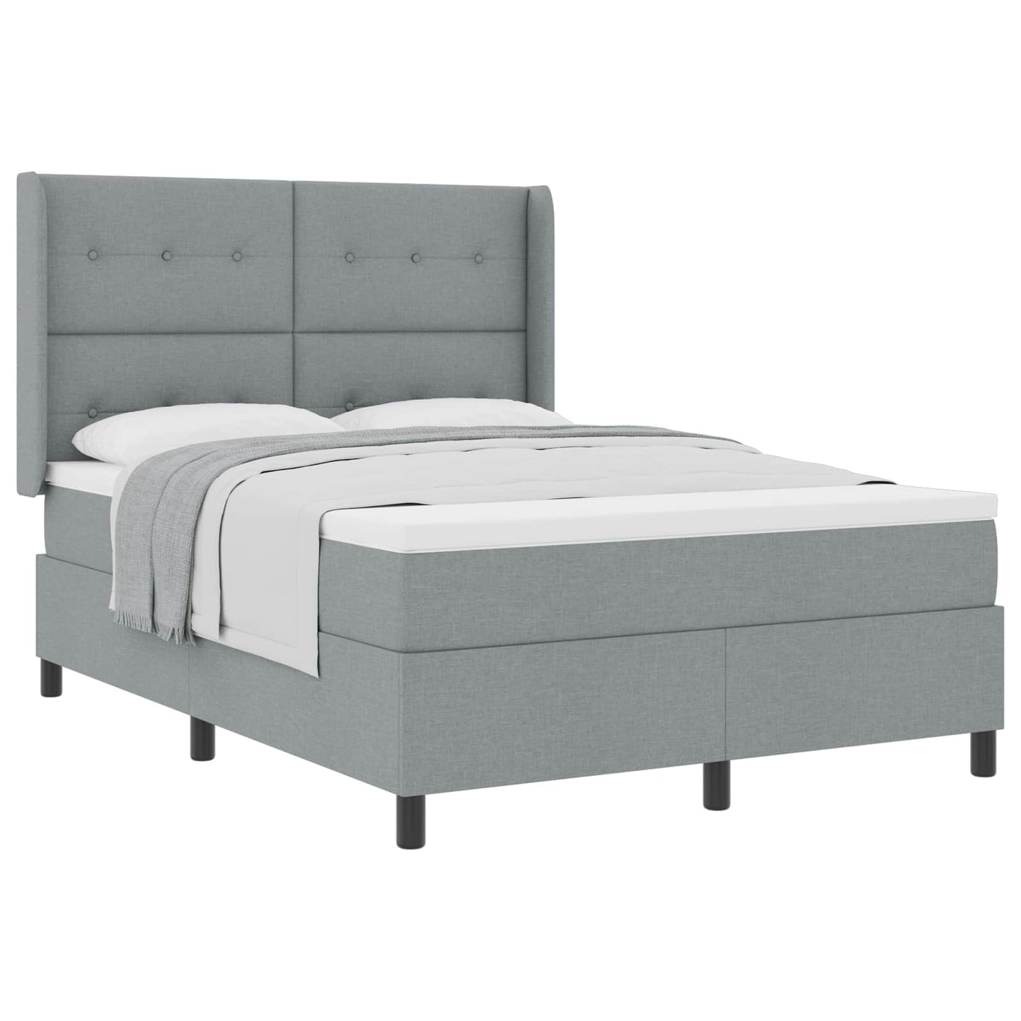 Letto a molle con cuscino Grigio chiaro 200 x 140 cm Tessuto | homemem39