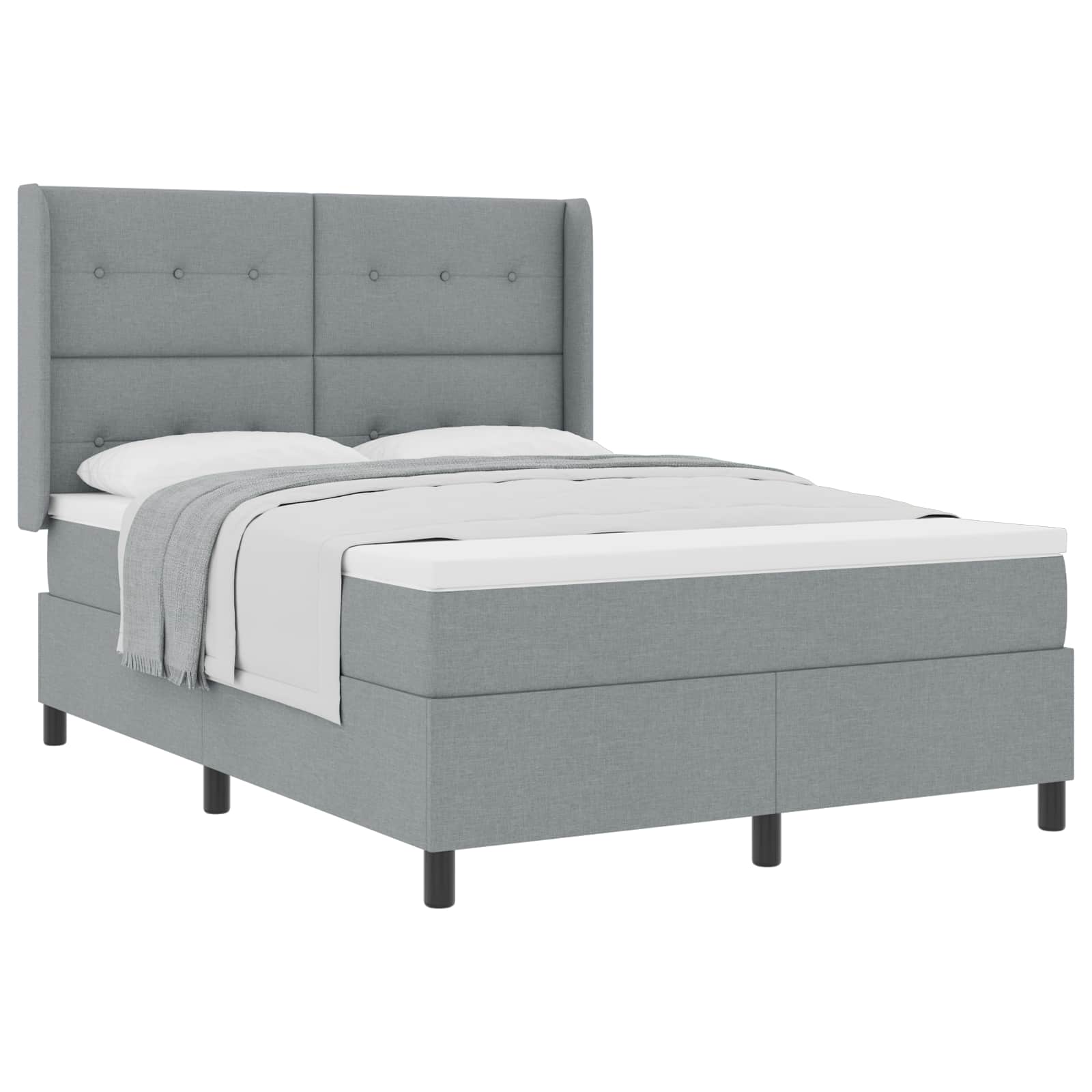 Letto a molle con cuscino Grigio chiaro 200 x 140 cm Tessuto | homemem39