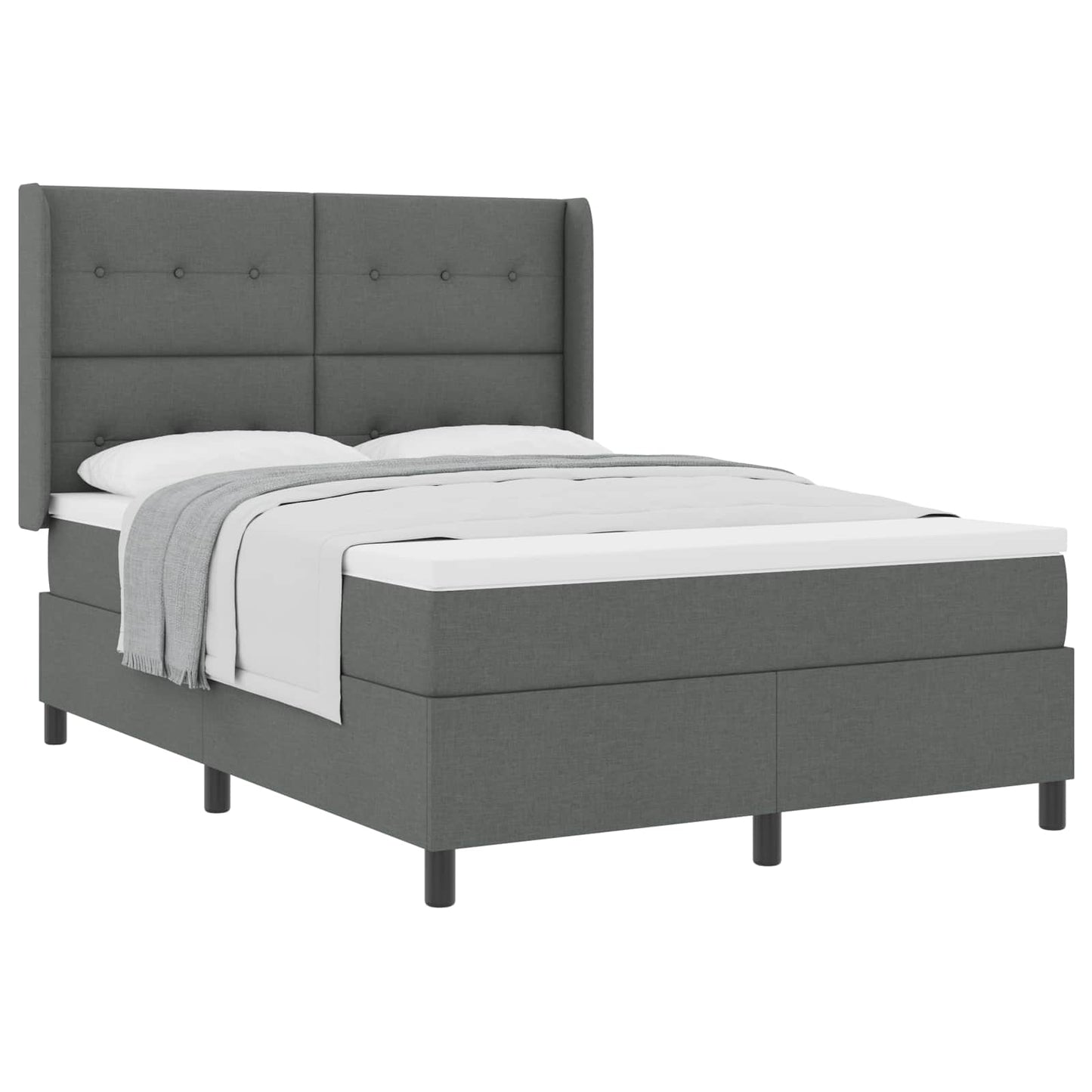 Letto a molle con cuscino Grigio scuro 200 x 140 cm Tessuto | homemem39
