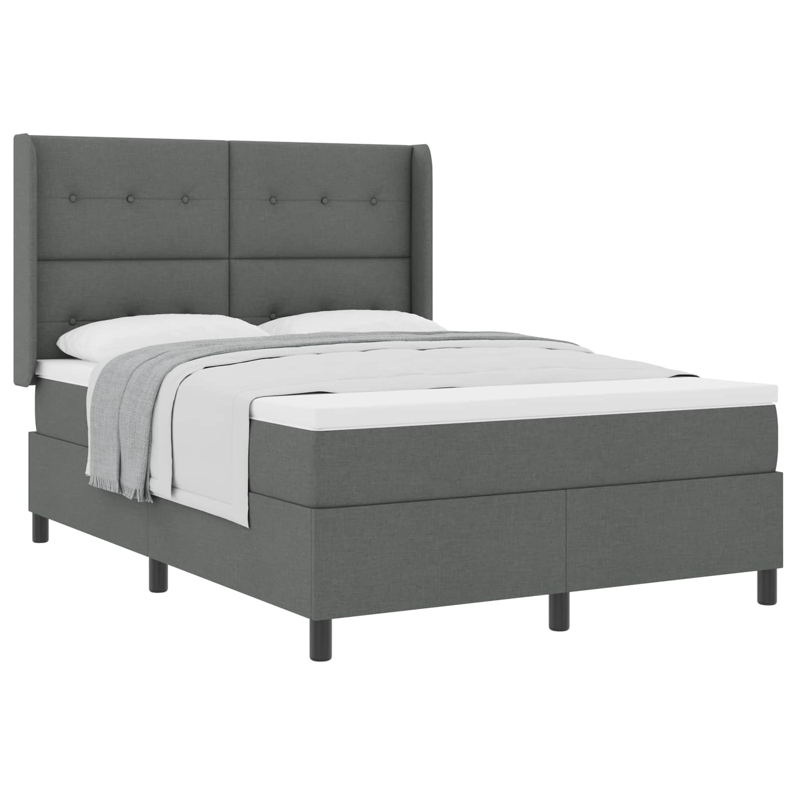 Letto a molle con cuscino Grigio scuro 200 x 140 cm Tessuto | homemem39
