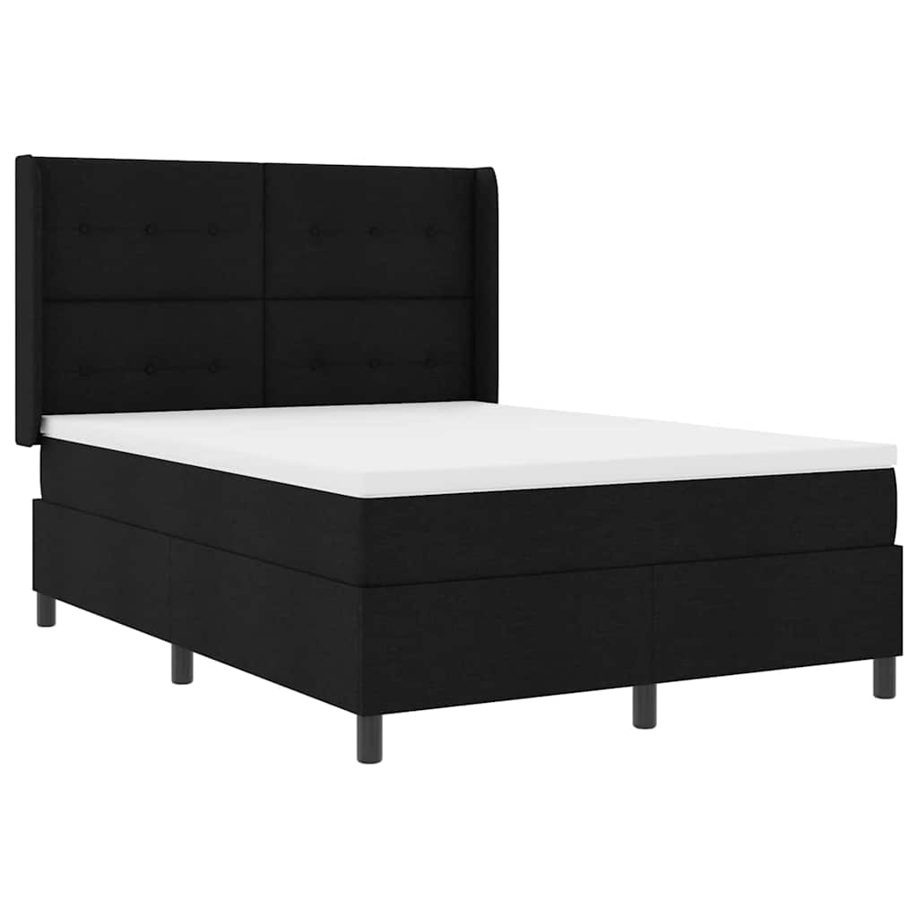 Letto a molle con materasso Nero 140 x 200 cm Tessuto