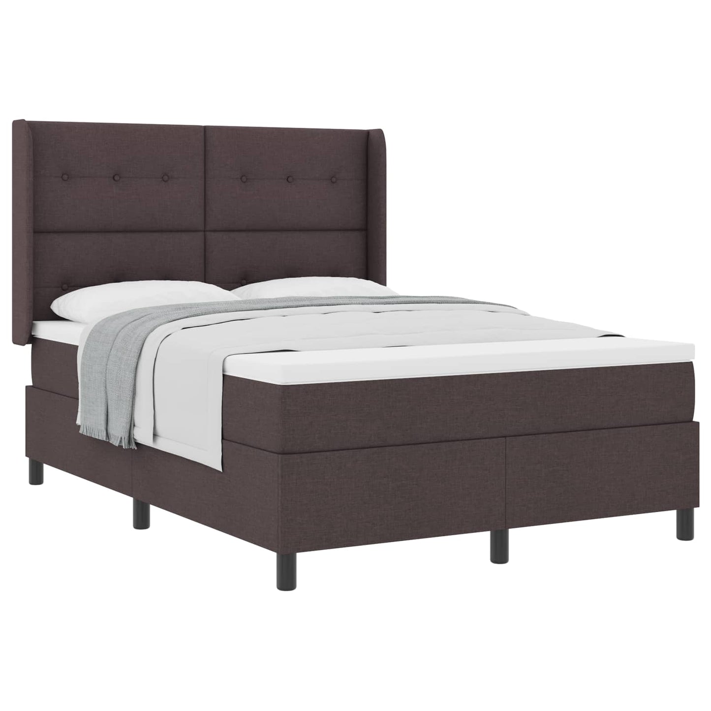 Letto a molle con cuscino Marrone Scuro 200 x 140 cm Tessuto | homemem39