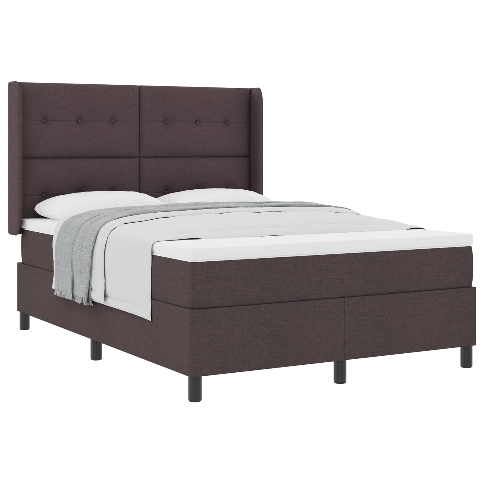 Letto a molle con cuscino Marrone Scuro 200 x 140 cm Tessuto | homemem39