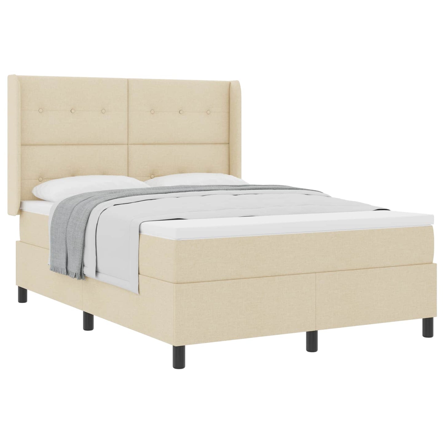 Letto a molle con cuscino Crema 200 x 160 cm Tessuto | homemem39