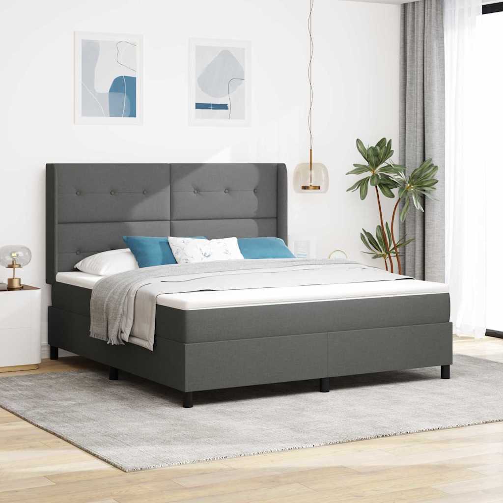 Letto a molle con materasso Grigio scuro 180 x 200 cm Tessuto