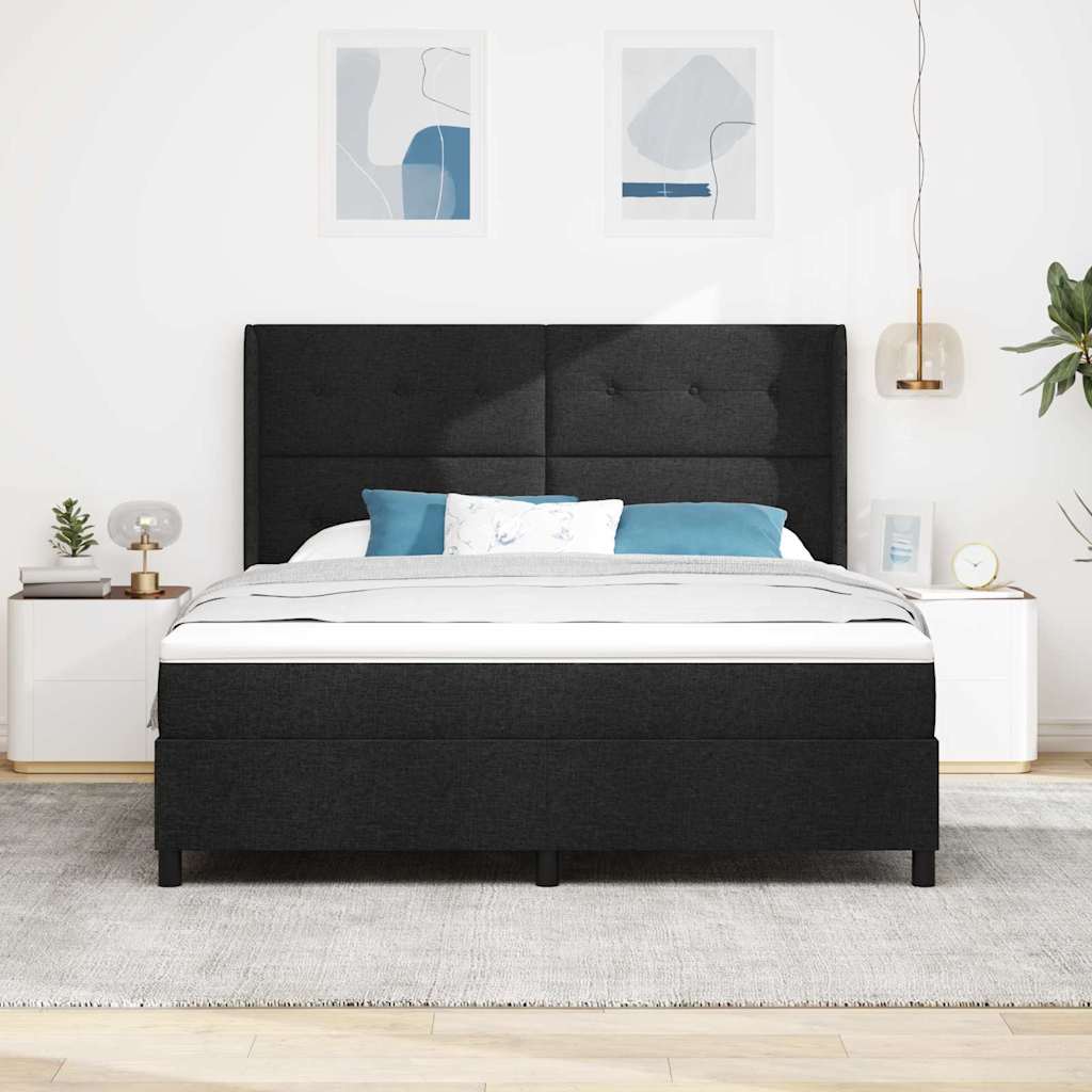 Letto a molle con cuscino Nero 200 x 180 cm Tessuto | homemem39