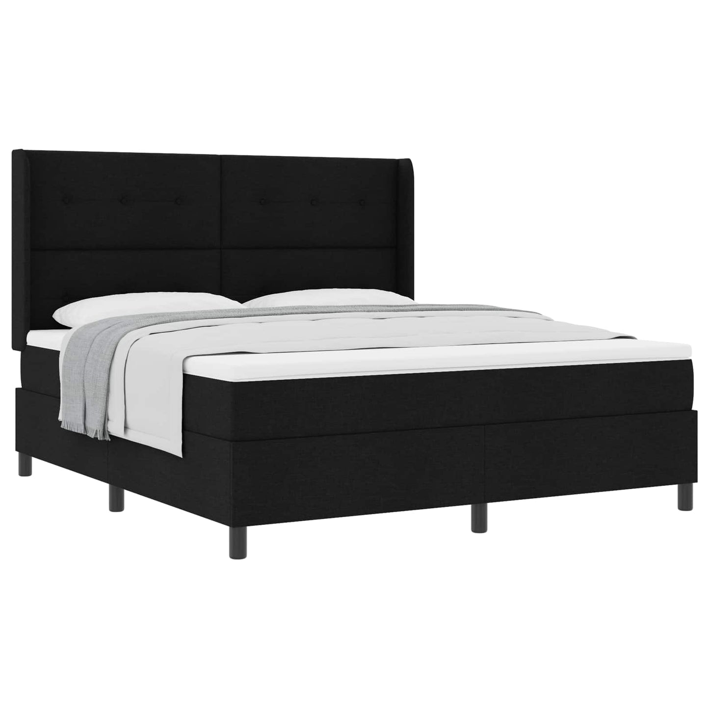 Letto a molle con cuscino Nero 200 x 180 cm Tessuto | homemem39