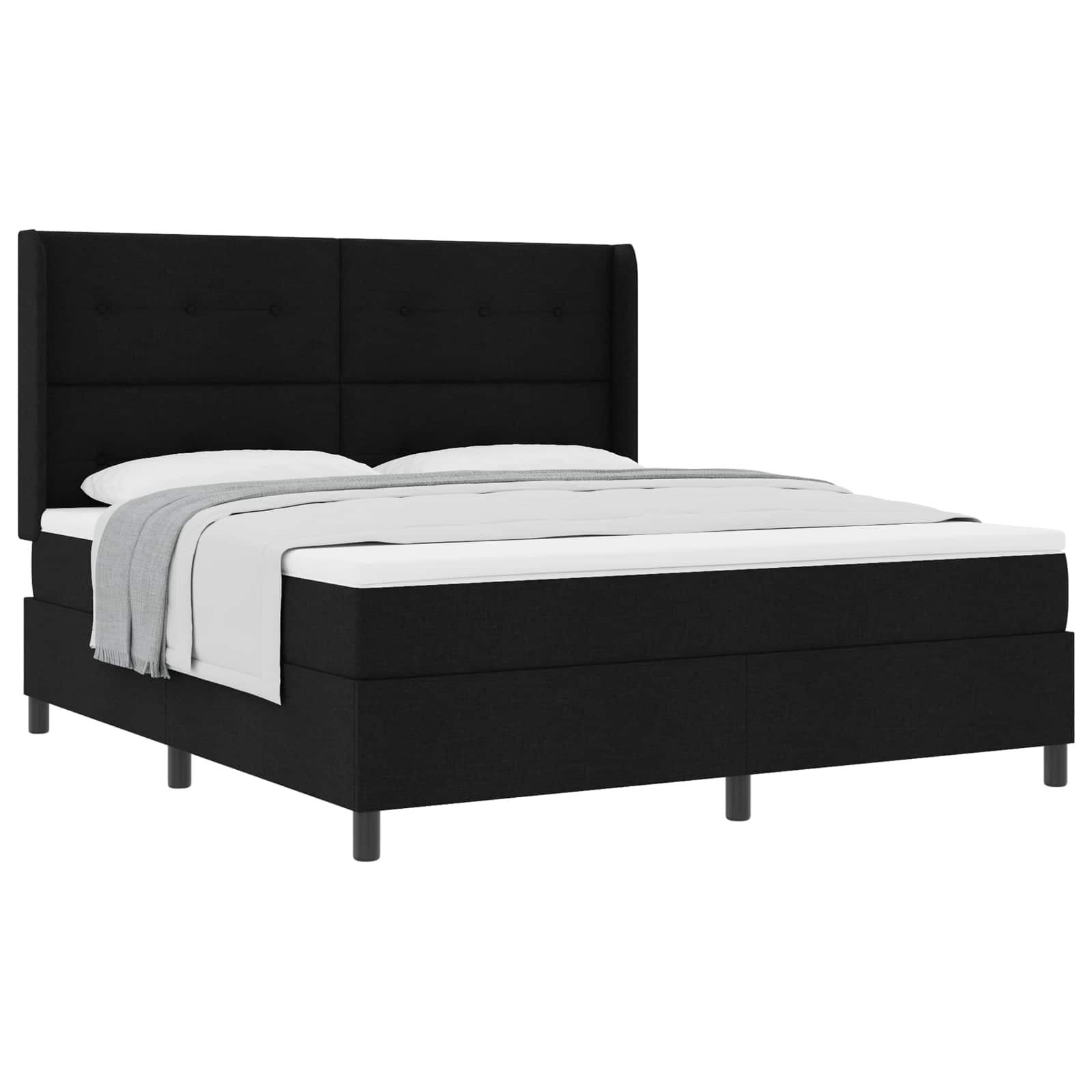Letto a molle con cuscino Nero 200 x 180 cm Tessuto | homemem39