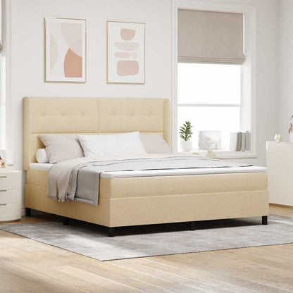 Letto a molle con cuscino Crema 200 x 180 cm Tessuto | homemem39