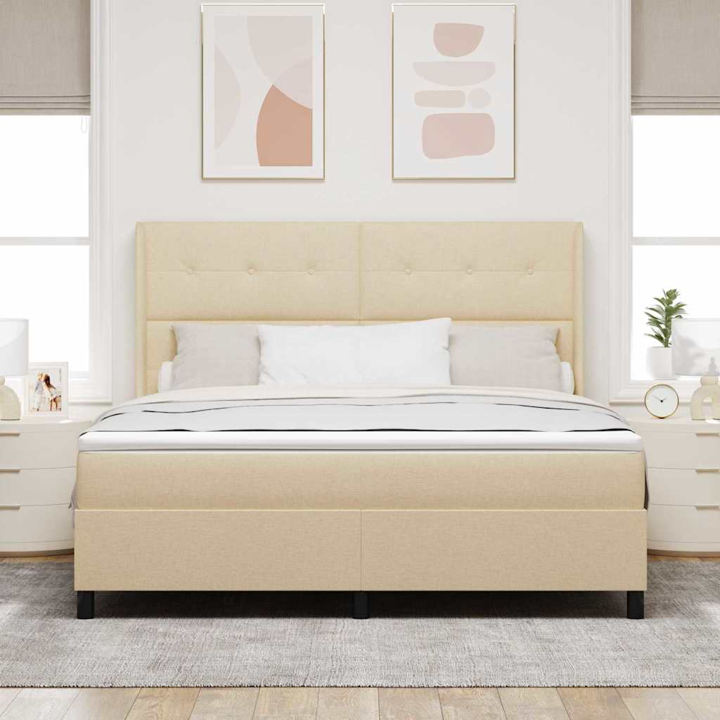 Letto a molle con cuscino Crema 200 x 180 cm Tessuto | homemem39