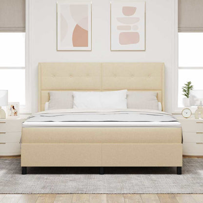 Letto a molle con cuscino Crema 200 x 180 cm Tessuto | homemem39
