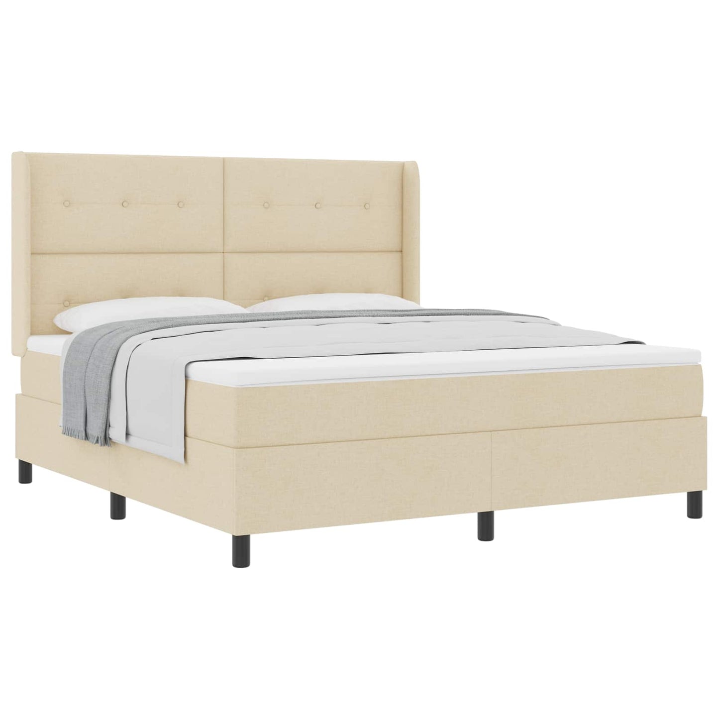 Letto a molle con cuscino Crema 200 x 180 cm Tessuto | homemem39