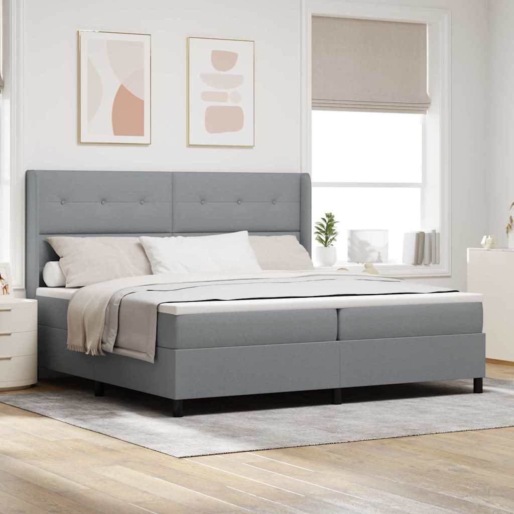 Letto a molle con materasso Grigio chiaro 200 x 200 cm Tessuto
