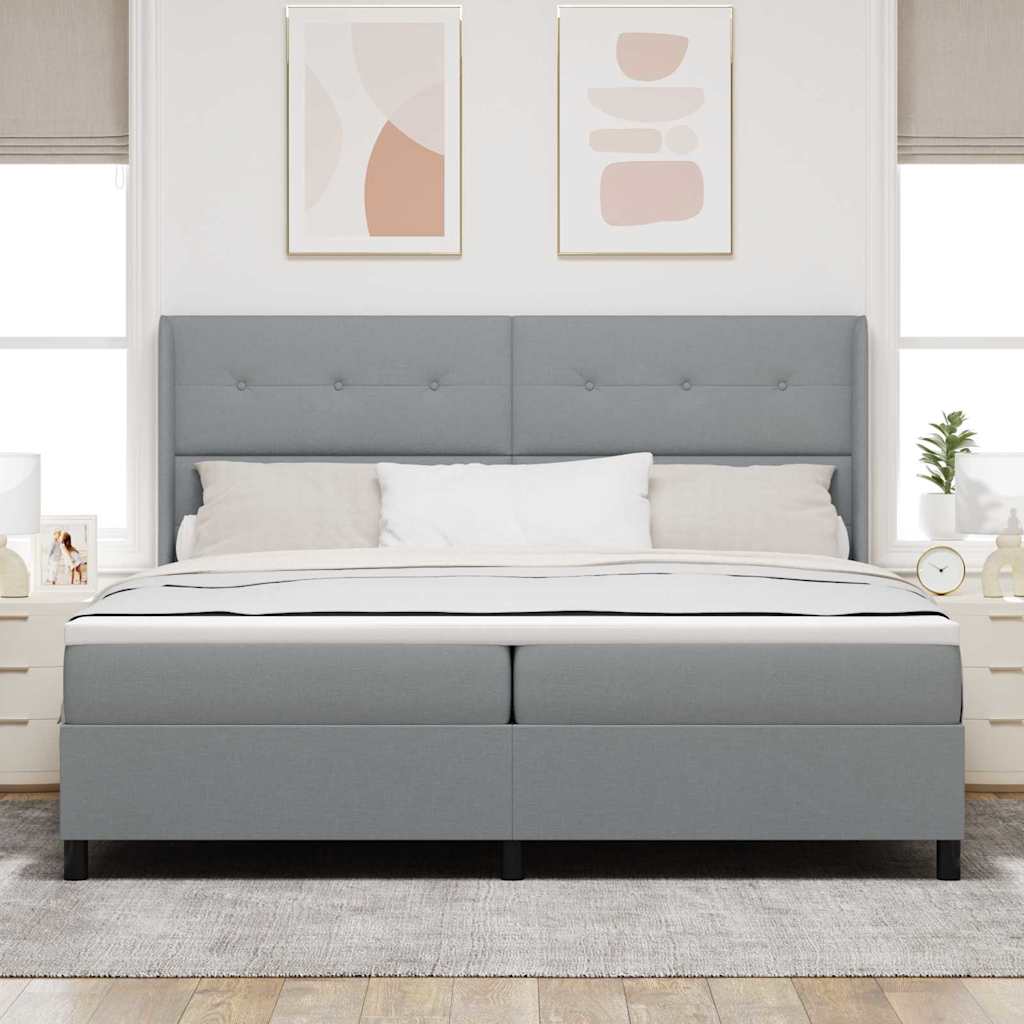 Letto a molle con materasso Grigio chiaro 200 x 200 cm Tessuto