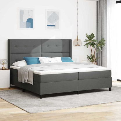 Letto a molle con materasso Grigio scuro 200 x 200 cm Tessuto