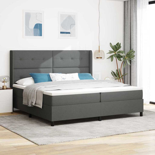 Letto a molle con materasso Grigio scuro 200 x 200 cm Tessuto