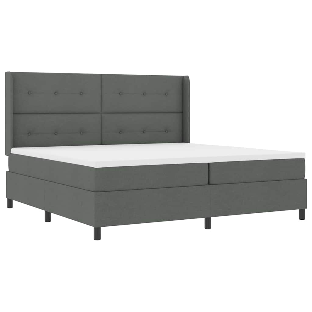 Letto a molle con materasso Grigio scuro 200 x 200 cm Tessuto