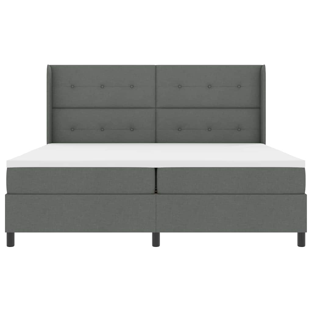 Letto a molle con materasso Grigio scuro 200 x 200 cm Tessuto