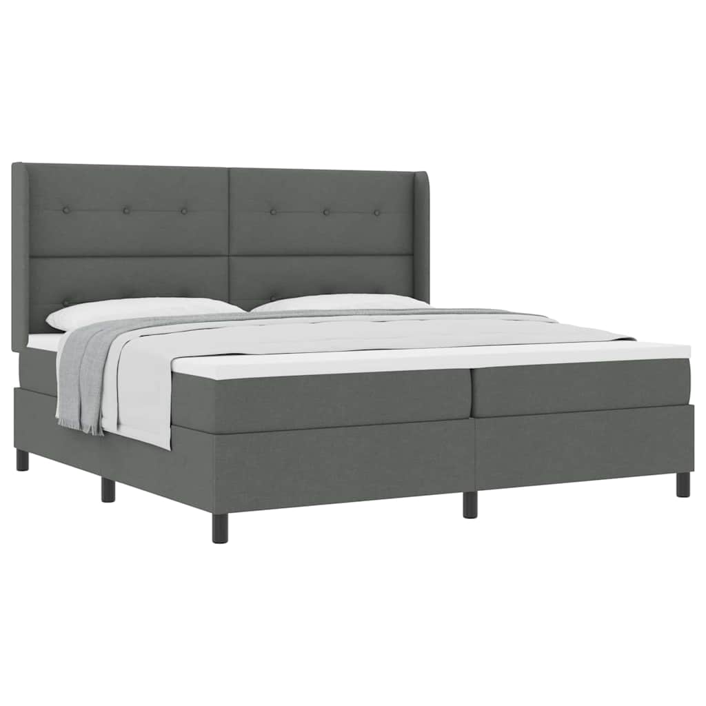Letto a molle con materasso Grigio scuro 200 x 200 cm Tessuto