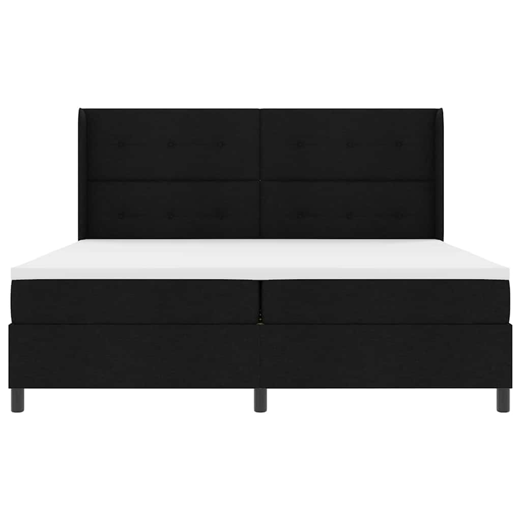 Letto a molle con materasso Nero 200 x 200 cm Tessuto