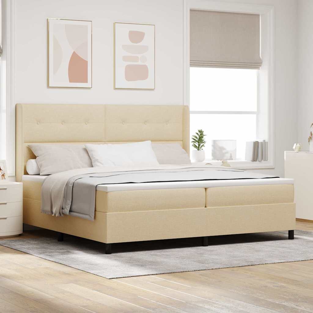 Letto a molle con cuscino Crema 200 x 200 cm Tessuto | homemem39