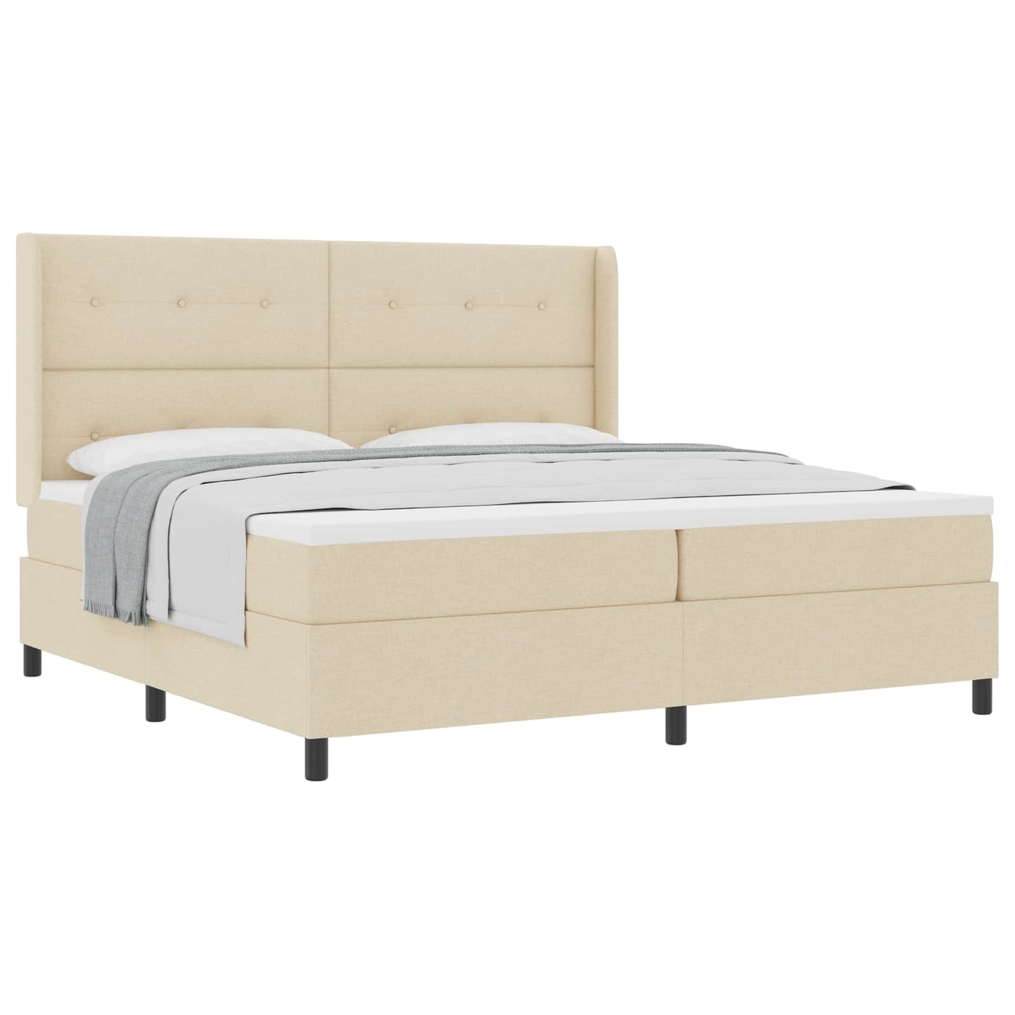 Letto a molle con cuscino Crema 200 x 200 cm Tessuto | homemem39