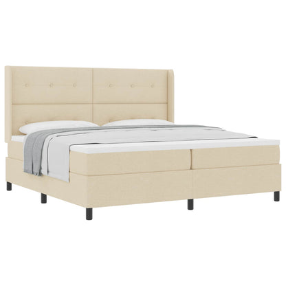 Letto a molle con cuscino Crema 200 x 200 cm Tessuto | homemem39