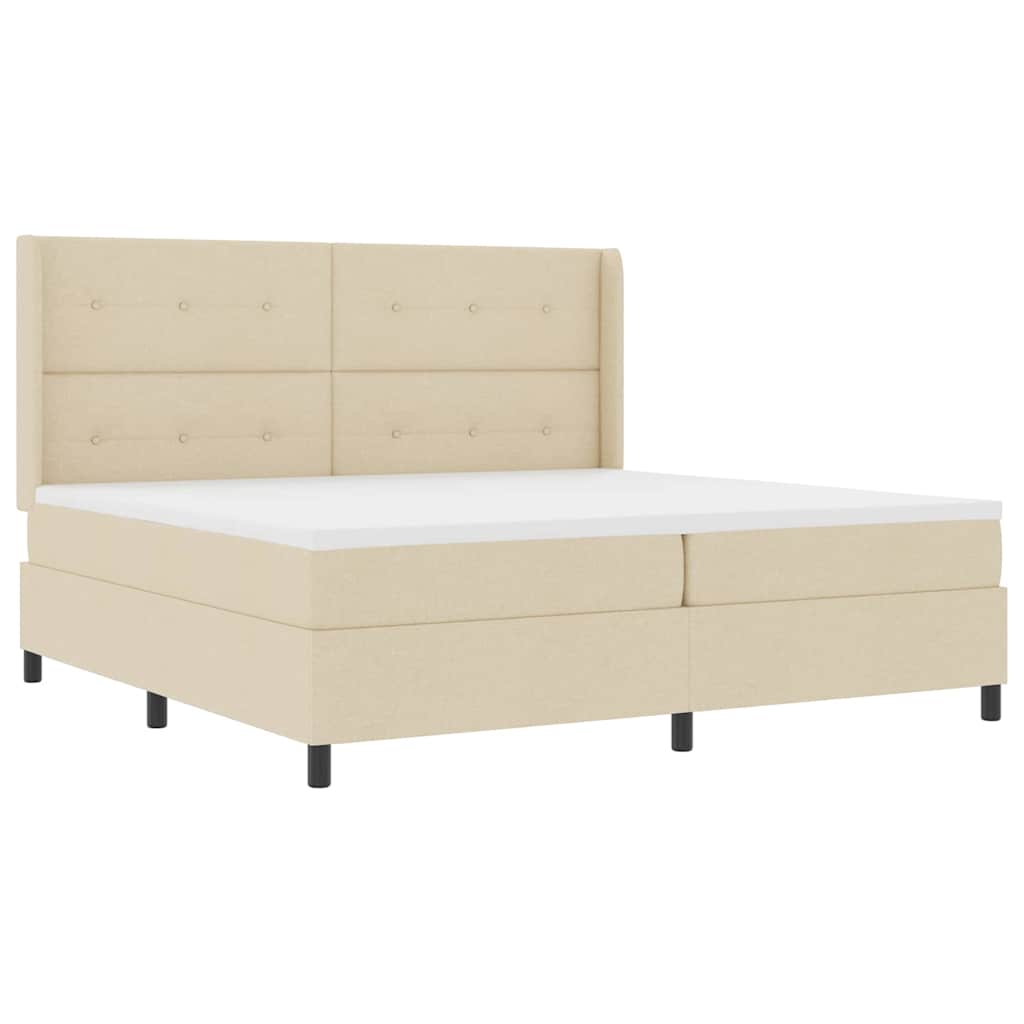 Letto a molle con cuscino Crema 200 x 200 cm Tessuto | homemem39