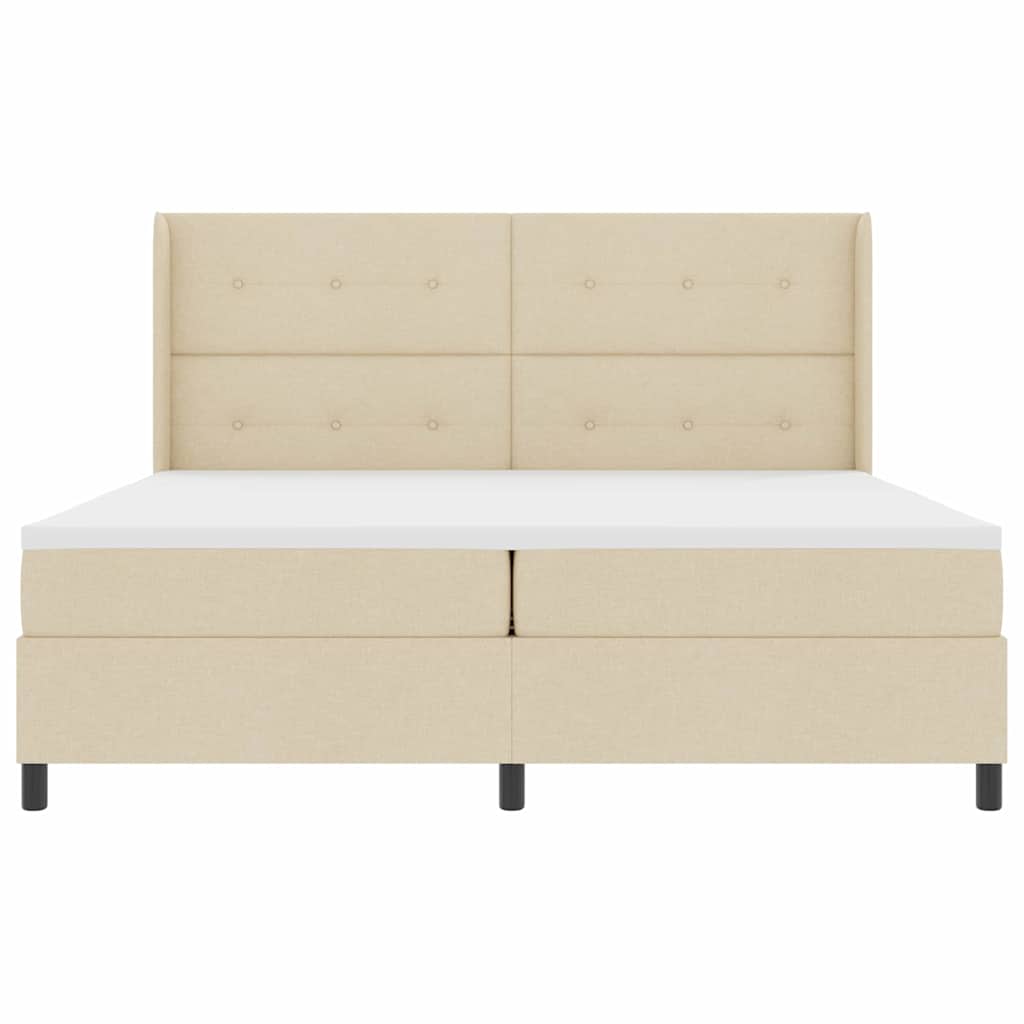 Letto a molle con cuscino Crema 200 x 200 cm Tessuto | homemem39