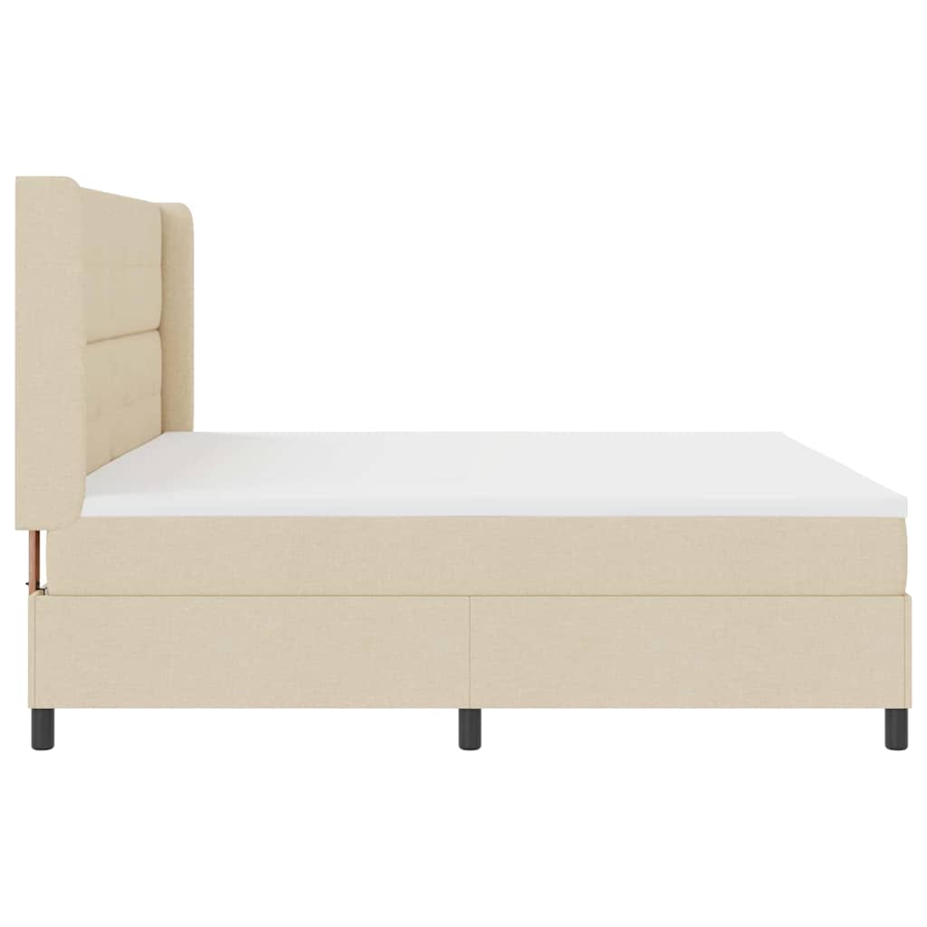 Letto a molle con cuscino Crema 200 x 200 cm Tessuto | homemem39