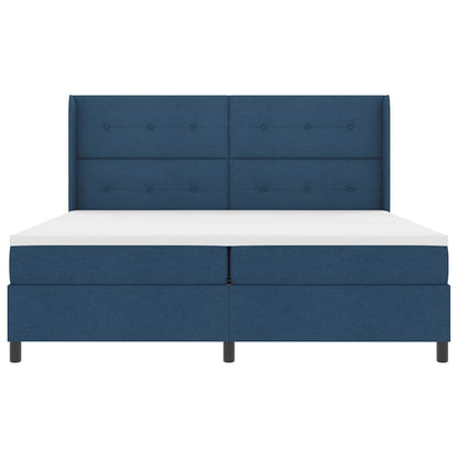 Letto a molle con cuscino con testiera Blu 200 x 200 cm Tessuto | homemem39